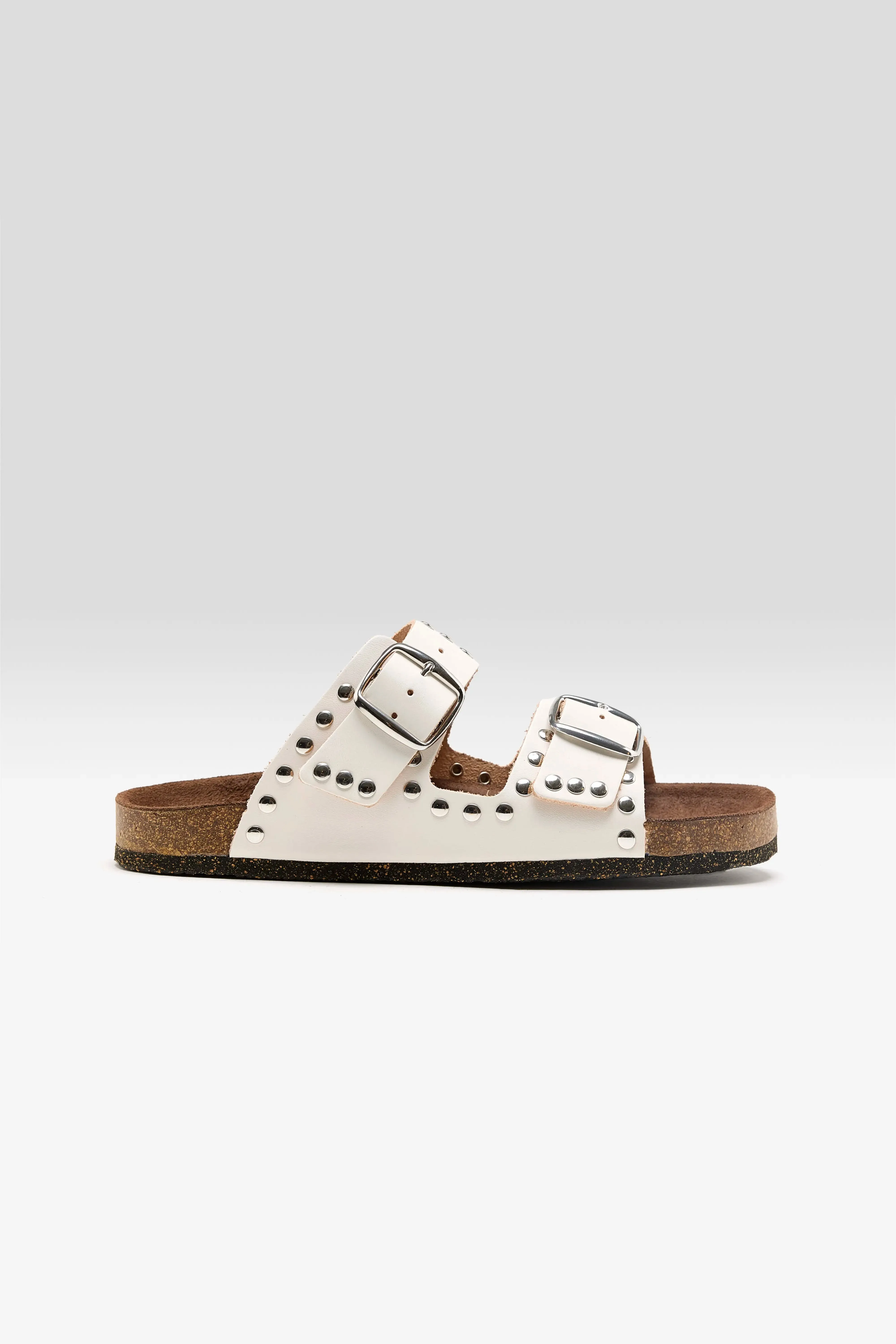 White Leather Rivet Sandals (261 / W / WHITE) sold by Bellrose product image thumbnail 2