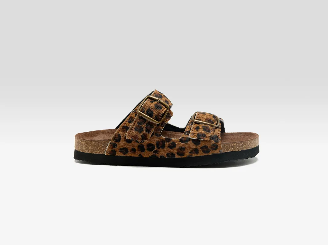 Leopard Ponyhair Sandals  (261 / W / BROWN) sold by Bellrose