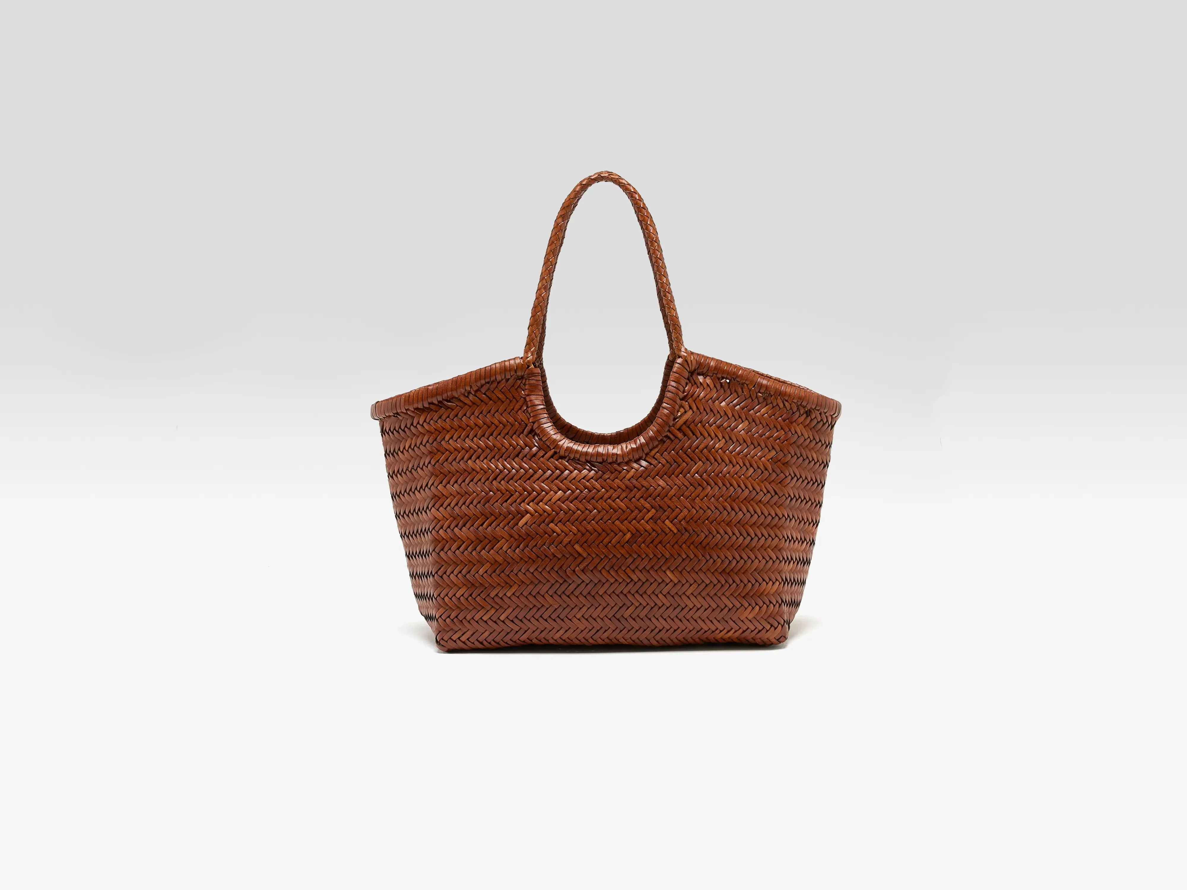 Nantucket Big Woven Leather Bag (261 / W / DARK BROWN) sold by Bellrose