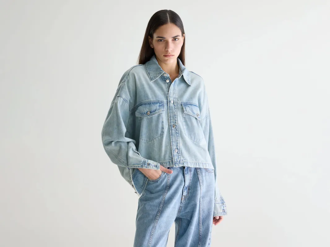 Pery denim overshirt (261 / W / LT BLUE BLEACH) made by Bellerose