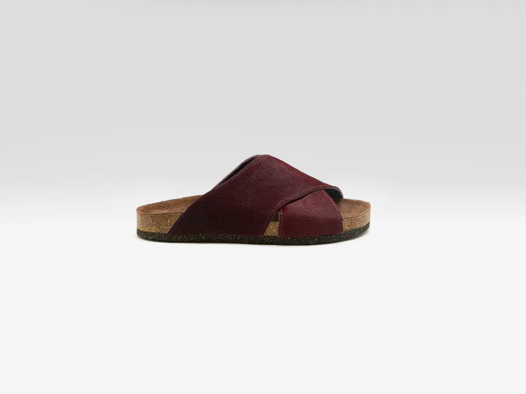 Bordeaux Ponyhair Cross Sandals  (261 / W / BORDEAUX) sold by Bellrose