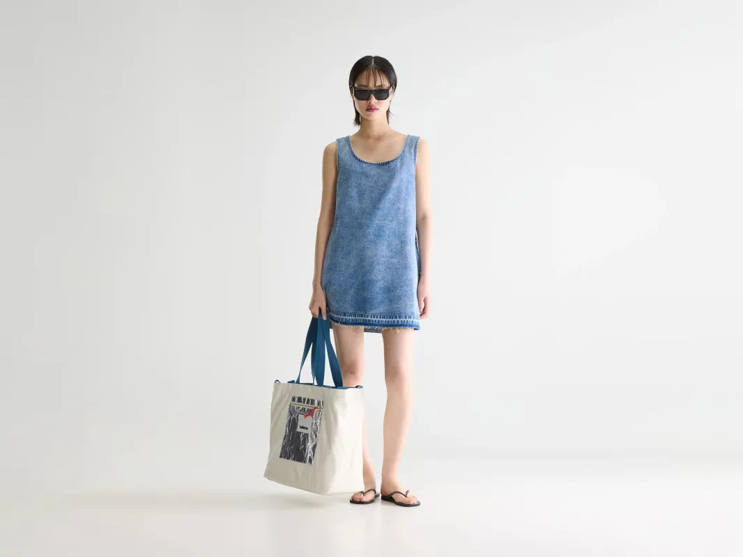 Junie denim mini dress (261 / W / VNTG STONE WASH) sold by Bellrose