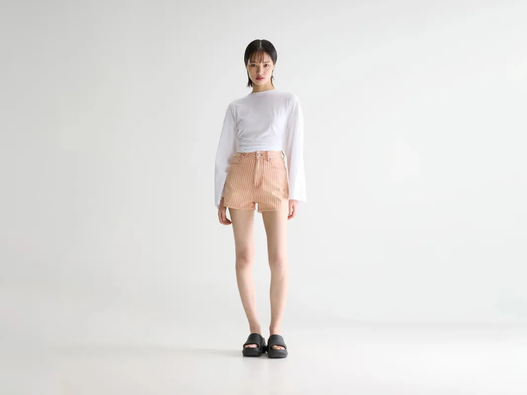 Party wide denim shorts (261 / W / STRIPE E) made by Bellerose