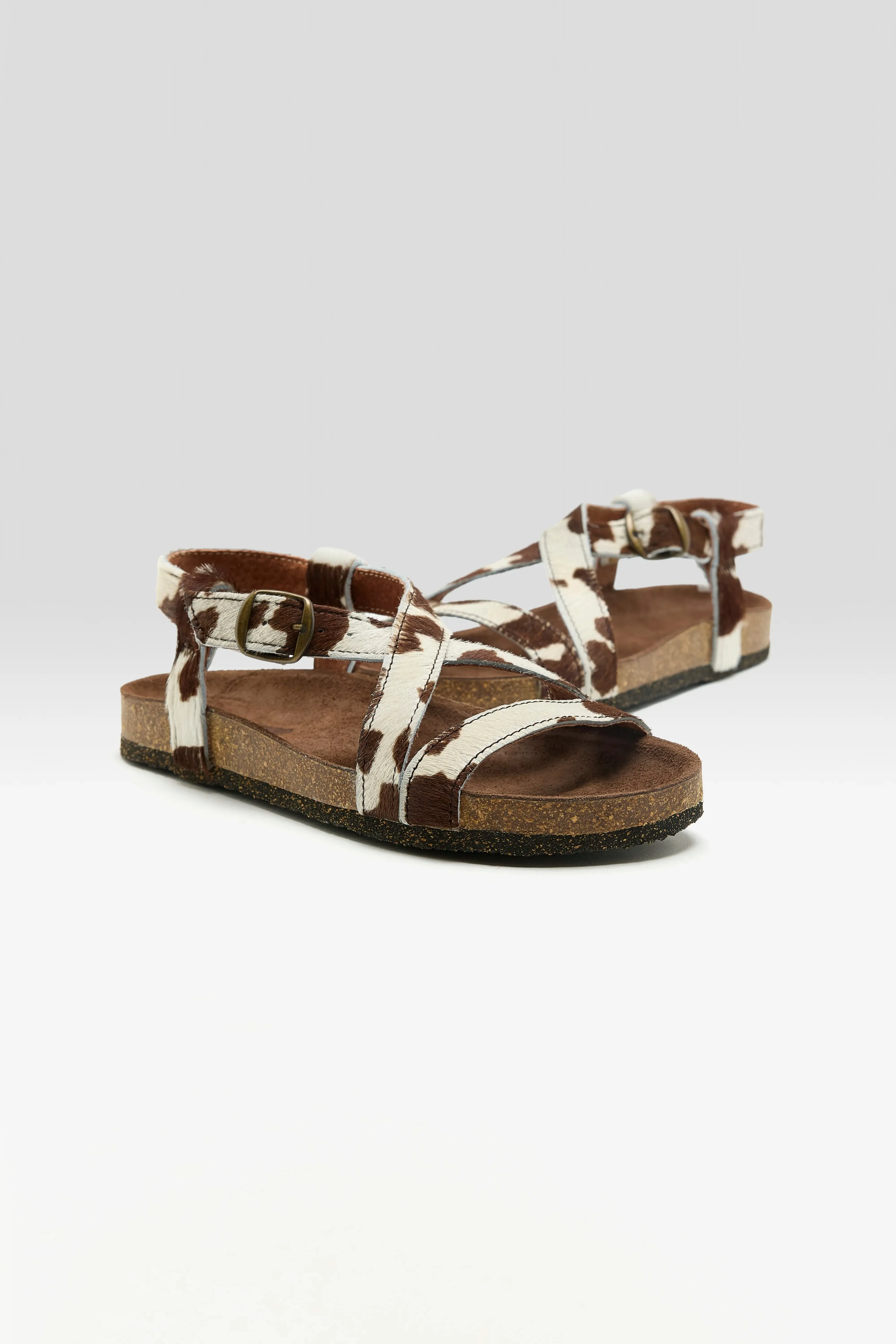 Cowprint Ponyhair Cross Strap Sandals (261 / W / WHITE) sold by Bellrose product image thumbnail 3