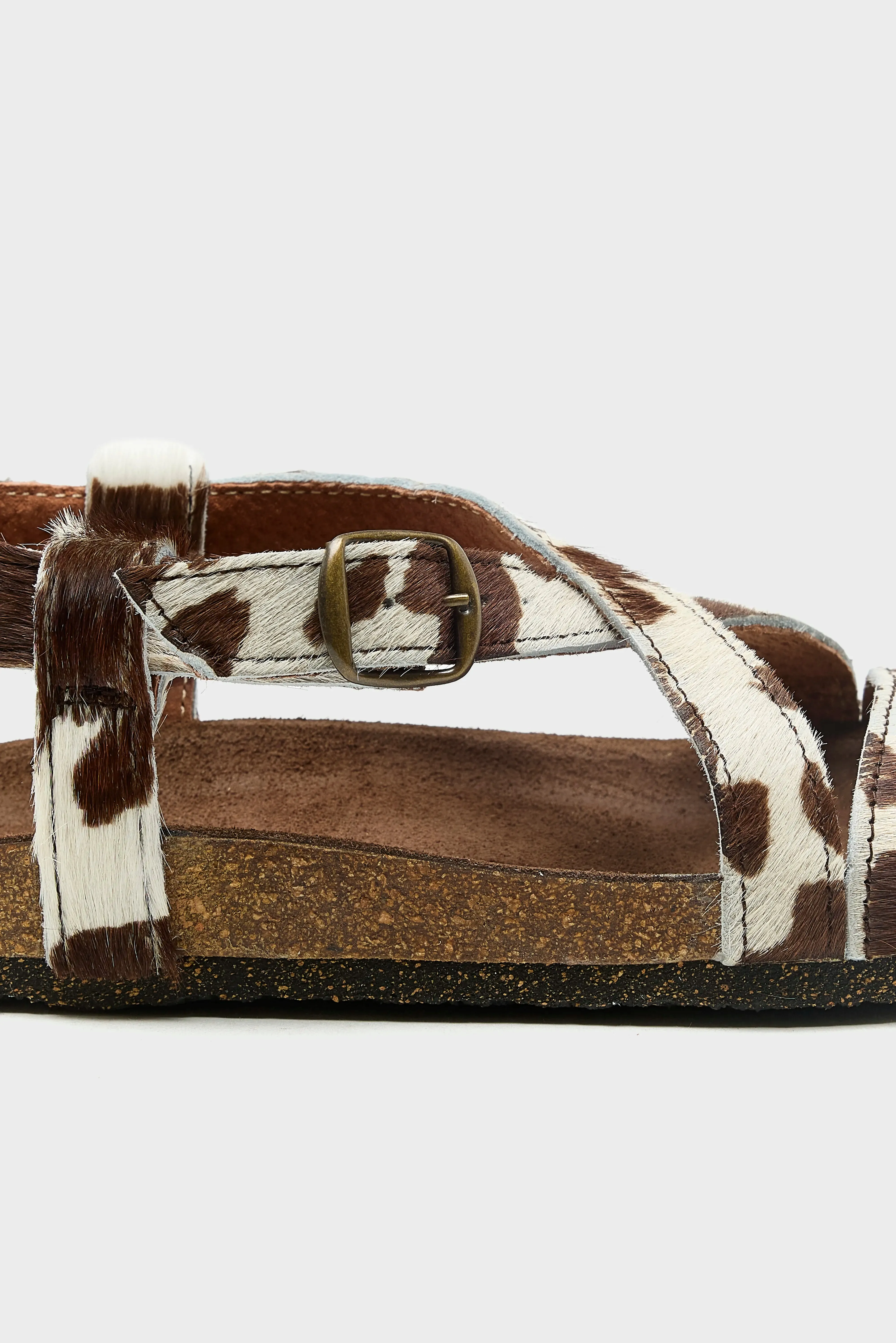 Cowprint Ponyhair Cross Strap Sandals (261 / W / WHITE) sold by Bellrose product image thumbnail 5