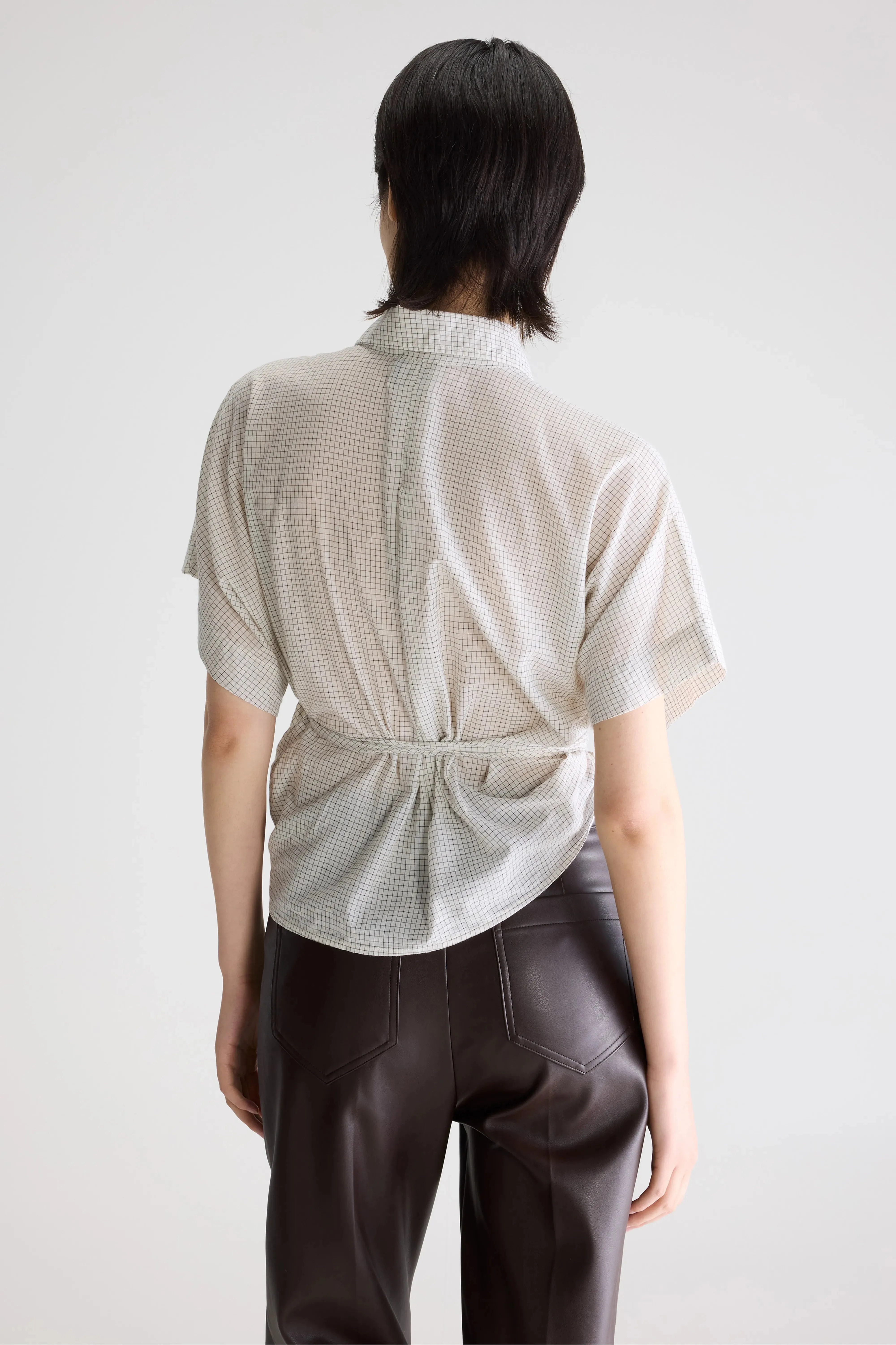 Coral tie-up blouse (261 / W / CHECK E) sold by Bellrose product image thumbnail 4