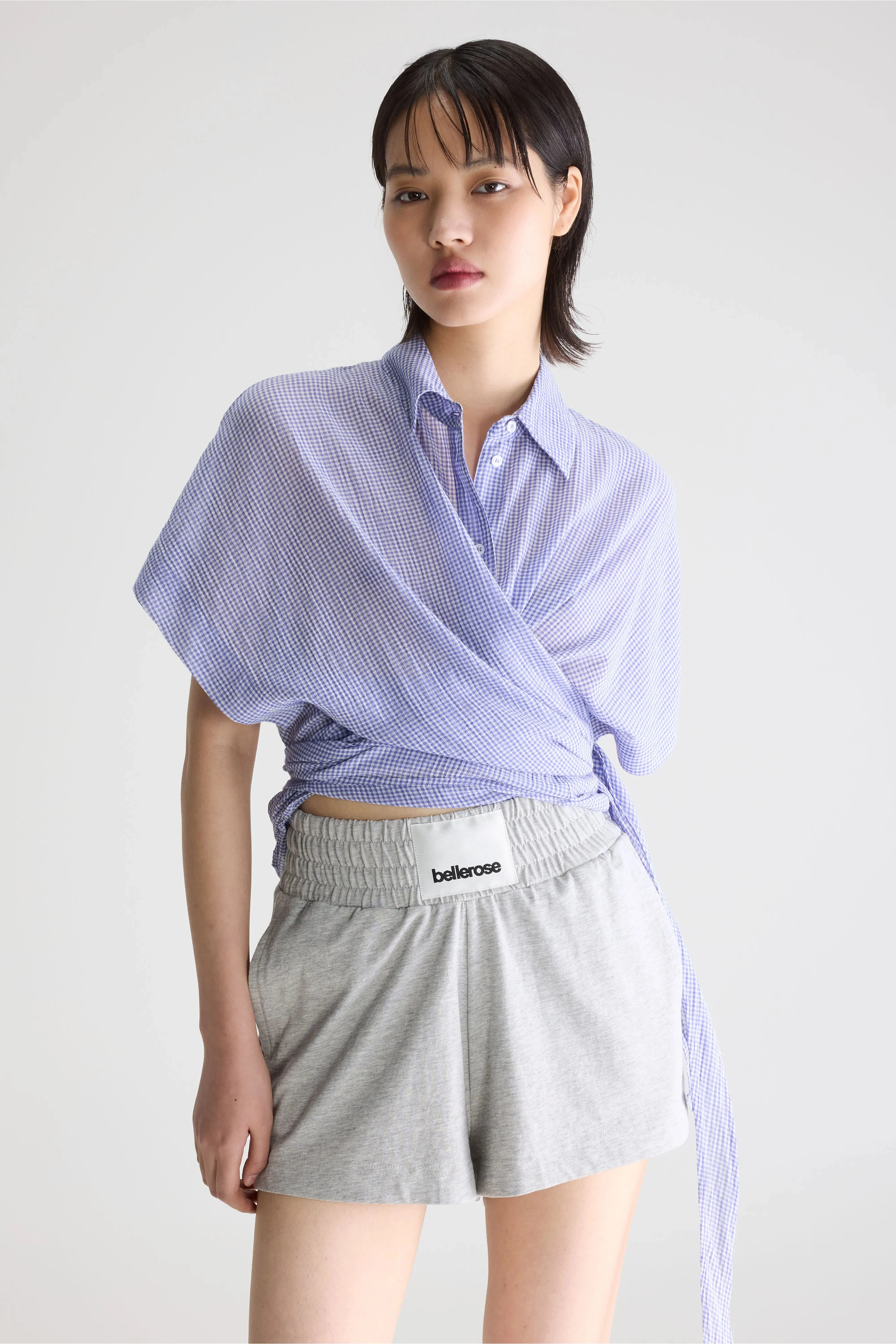 Coral tie-up blouse (261 / W / CHECK A) sold by Bellrose product image thumbnail 2