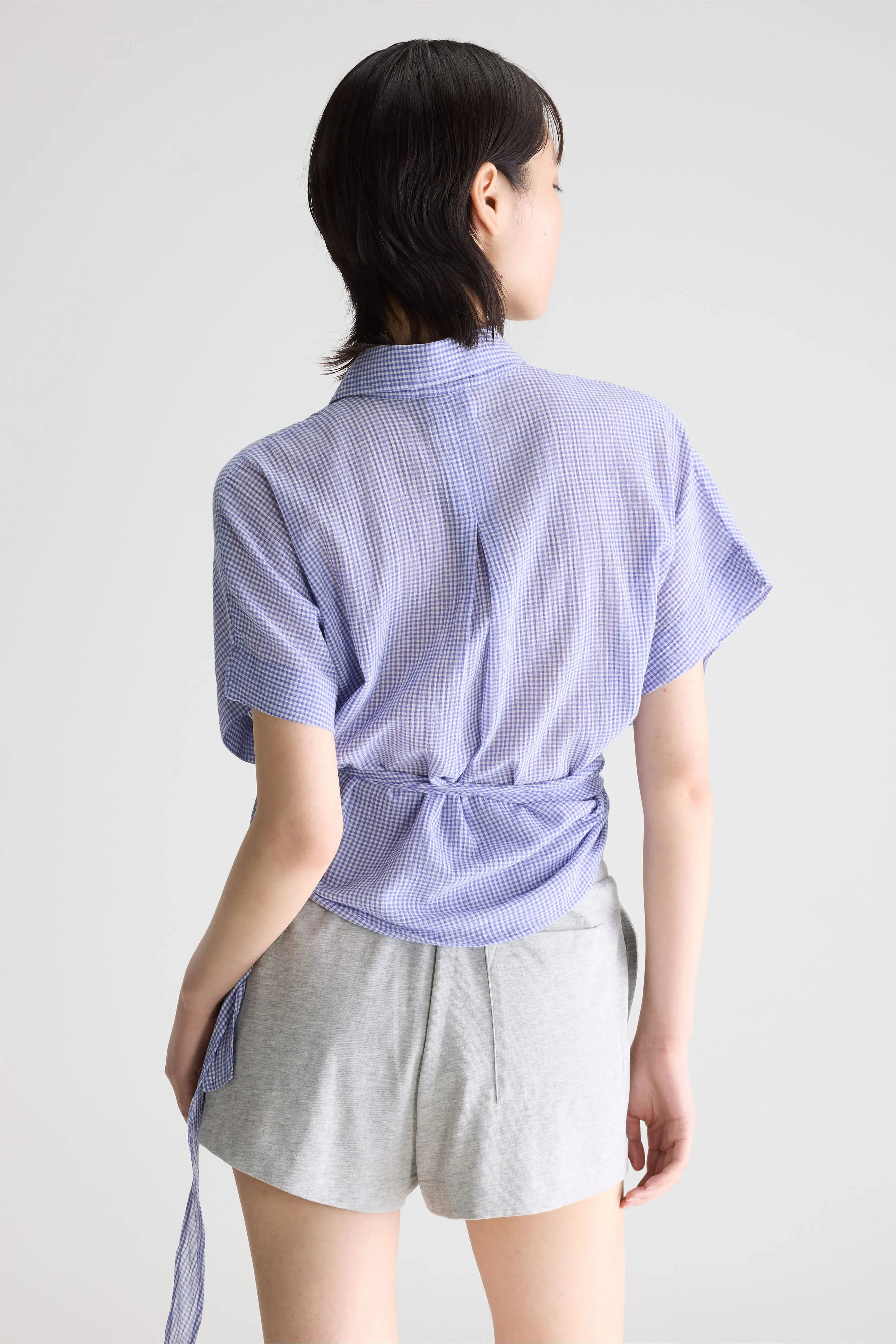 Coral tie-up blouse (261 / W / CHECK A) sold by Bellrose product image thumbnail 4