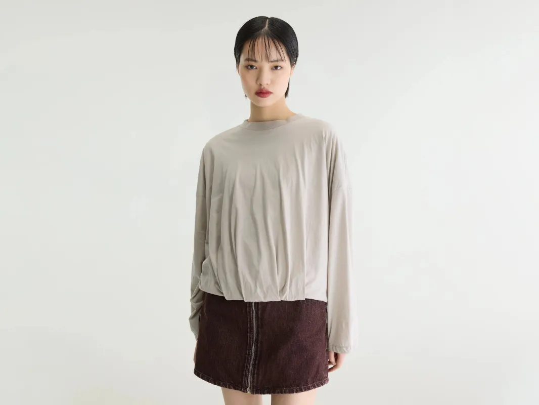 Flames cropped long-sleeve t-shirt (262 / W / NICKEL) made by Bellerose