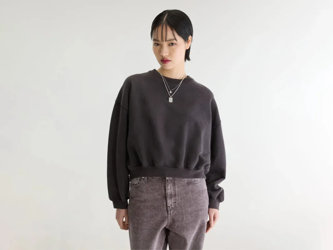 Fancy cropped crewneck sweatshirt (262 / W / DARK ROAST) made by Bellerose