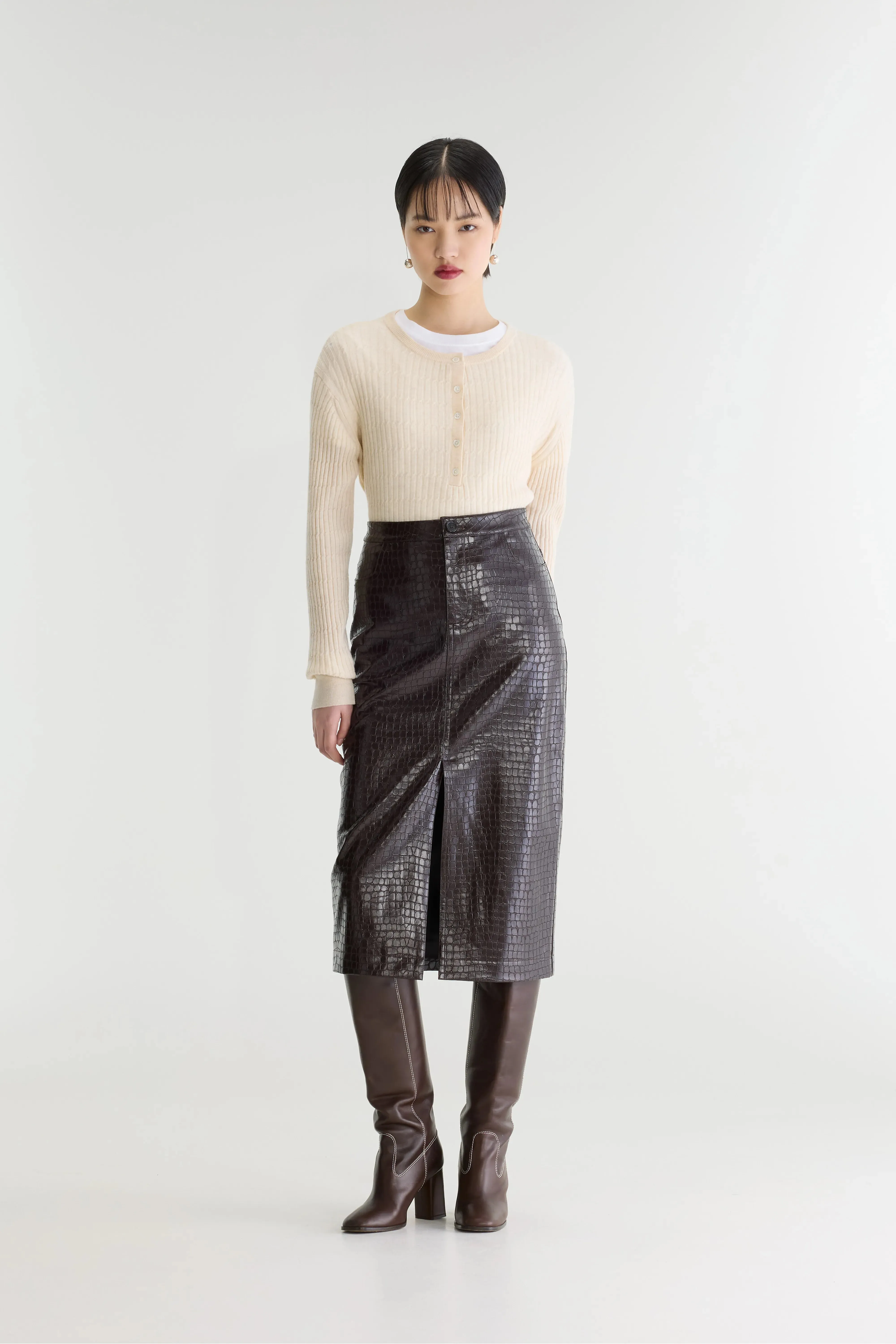 Halina midi skirt (262 / W / DARK ROAST) sold by Bellrose product image thumbnail 2