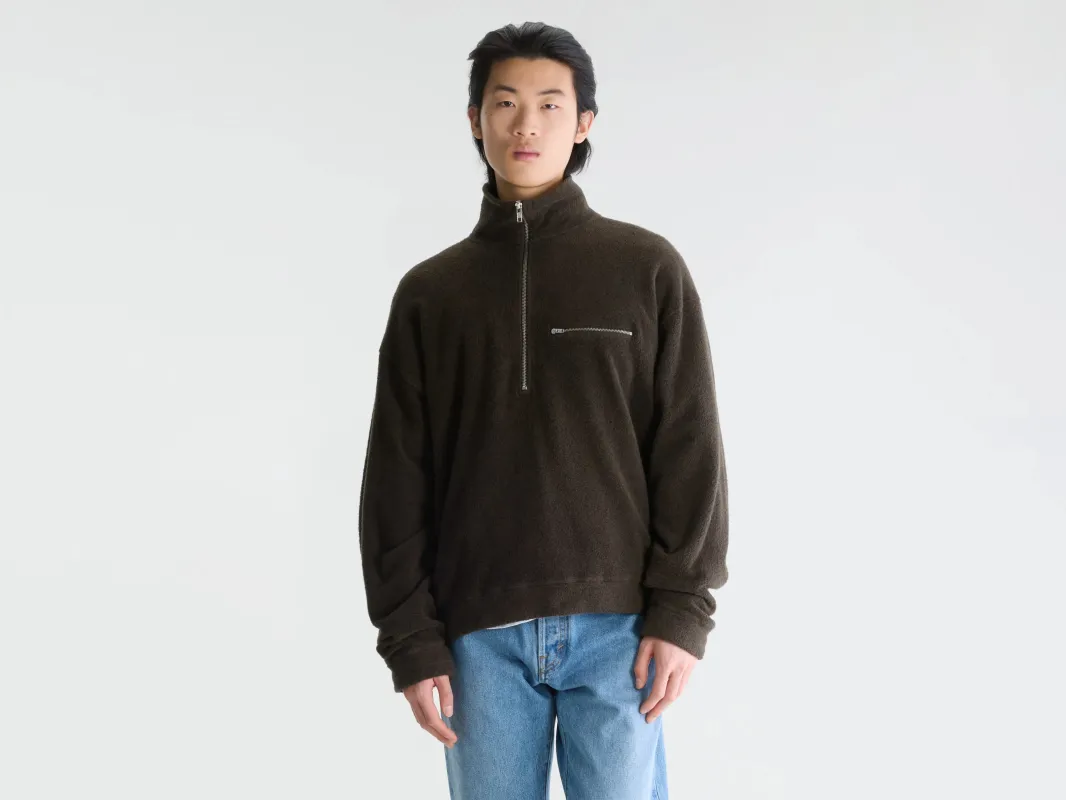 Maber zipped-collar sweatshirt (262 / M / DARK BROWN) made by Bellerose