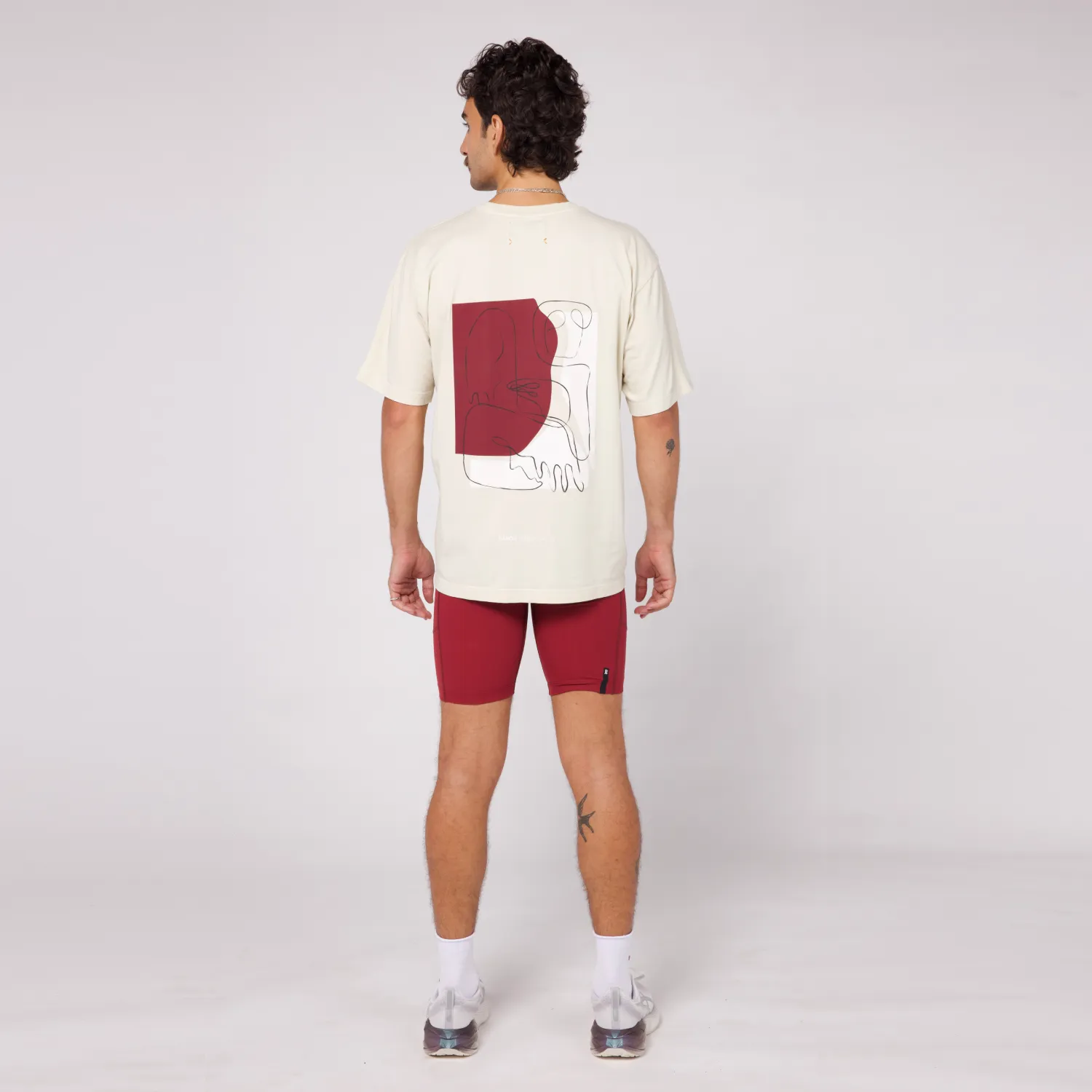 Abstract Color Block Cotton Tee, Unisex - Champagne sold by Bandit Running product image thumbnail 4