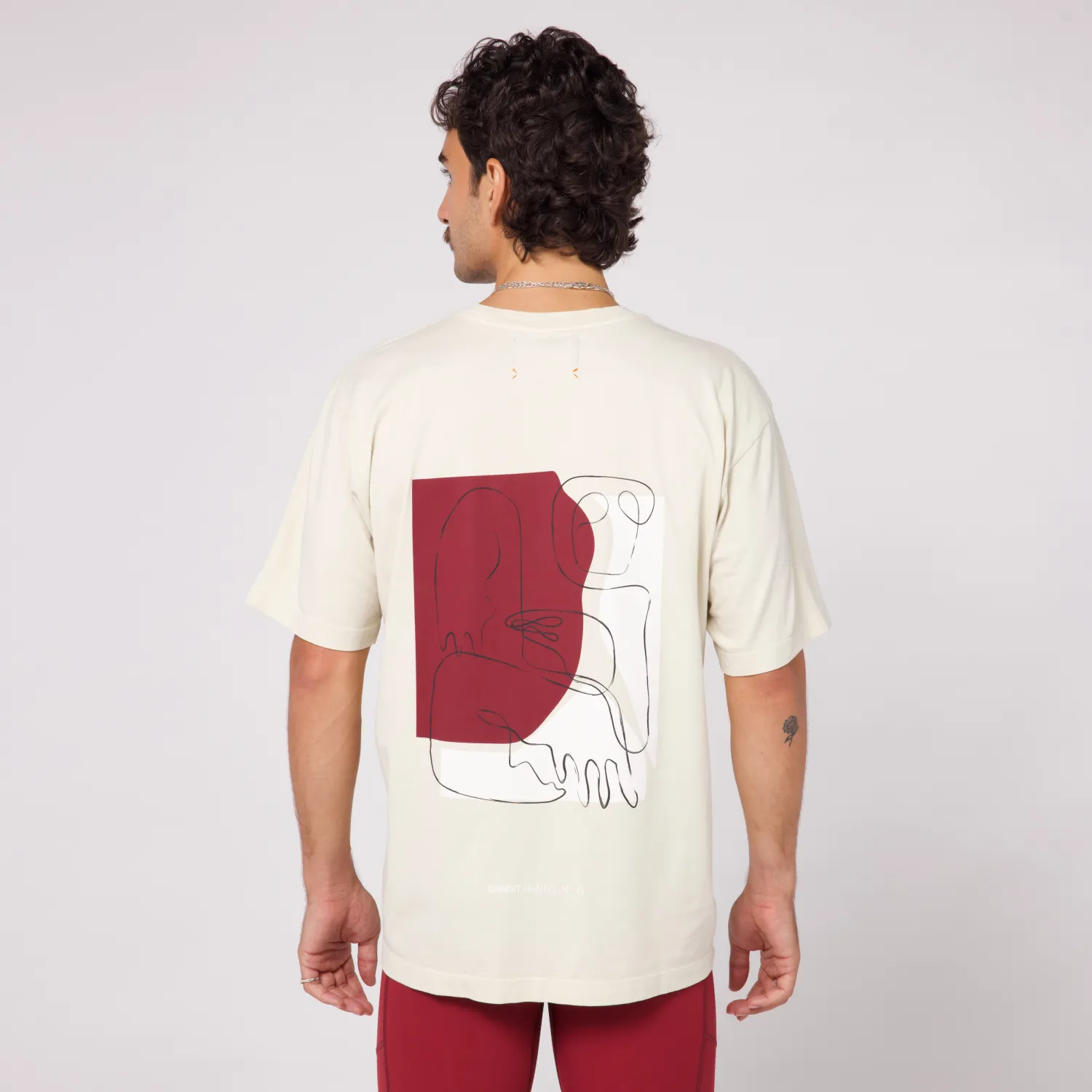 Abstract Color Block Cotton Tee, Unisex - Champagne sold by Bandit Running product image thumbnail 2