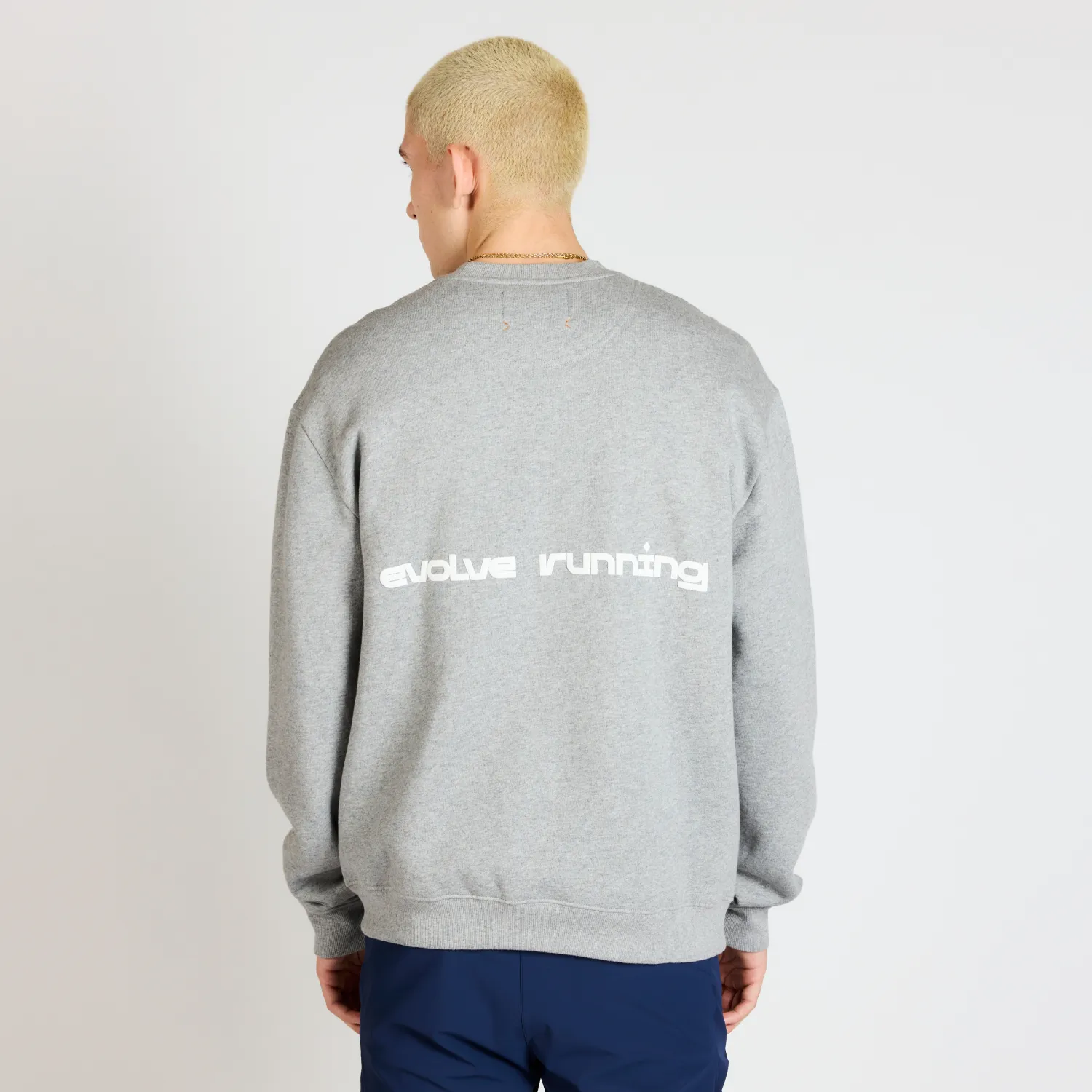 Cotton Fleece Evolve Running Crewneck - Heather Grey sold by Bandit Running product image thumbnail 2