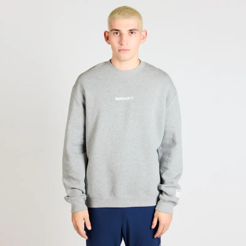 Cotton Fleece Evolve Running Crewneck - Heather Grey sold by Bandit Running