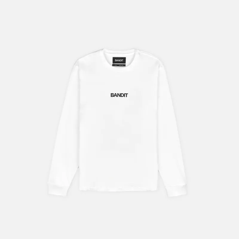 Topographic Evolve Long Sleeve Cotton Tee, Unisex - White made by Bandit Running