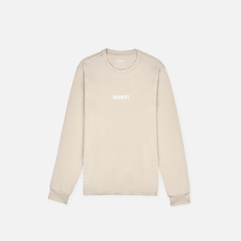 Micromesh™ "Evolve Wave" Long Sleeve Tee - Unisex, Stone sold by Bandit Running