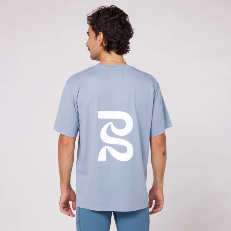 Current Tee, Unisex - Smokey Blue with White sold by Bandit Running