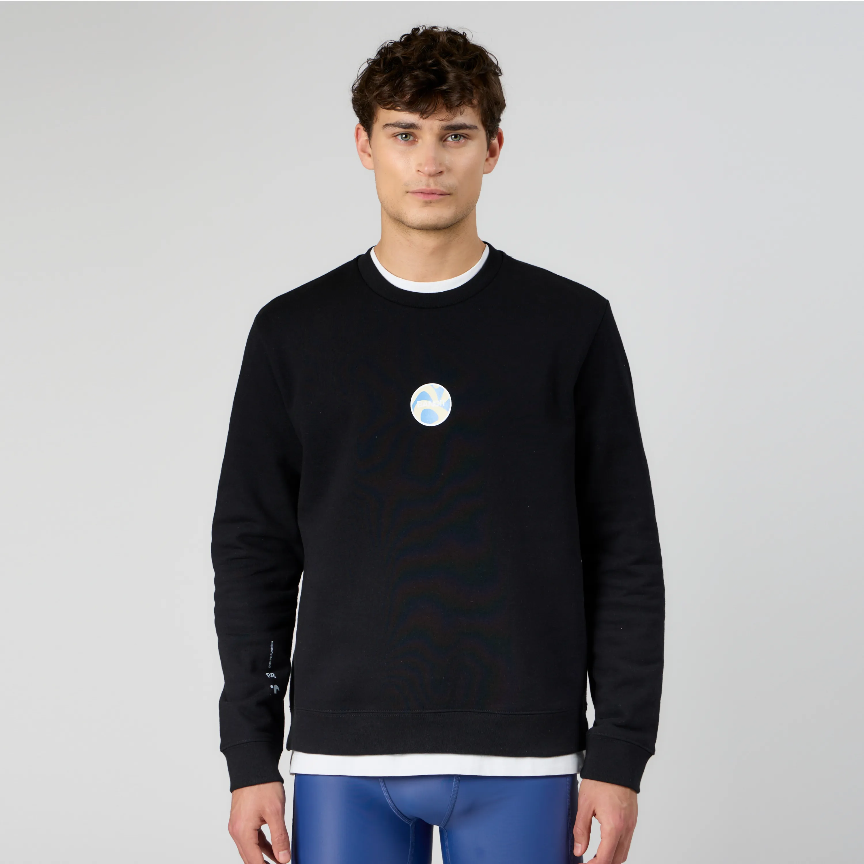 Cotton Fleece Mirrored Runner Crewneck - Black sold by Bandit Running product image thumbnail 2