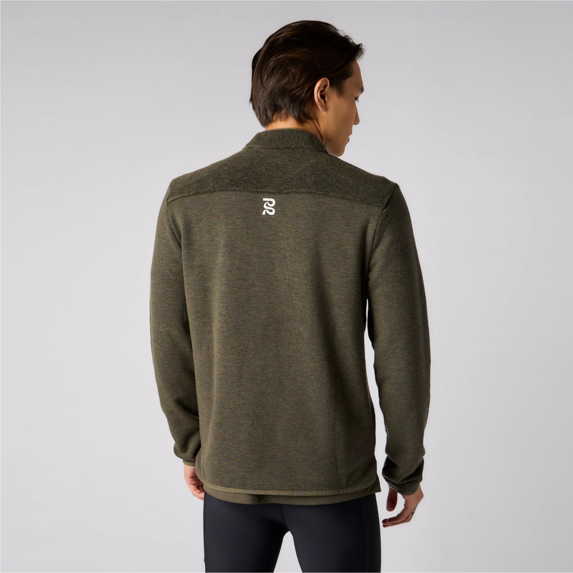 Wool Terry Quarter Zip Pullover - Men's, Olive sold by Bandit Running product image thumbnail 2