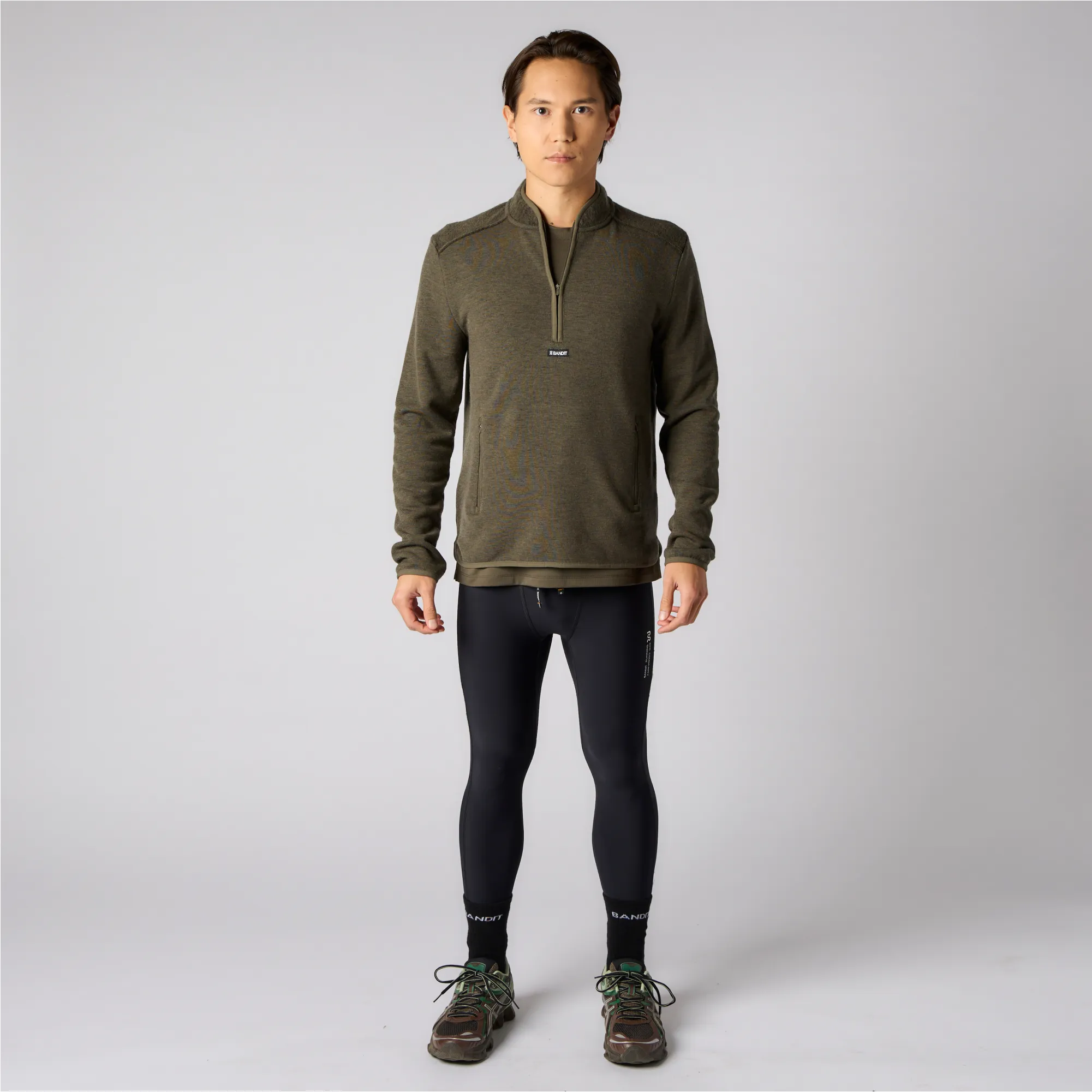 Wool Terry Quarter Zip Pullover - Men's, Olive sold by Bandit Running product image thumbnail 4
