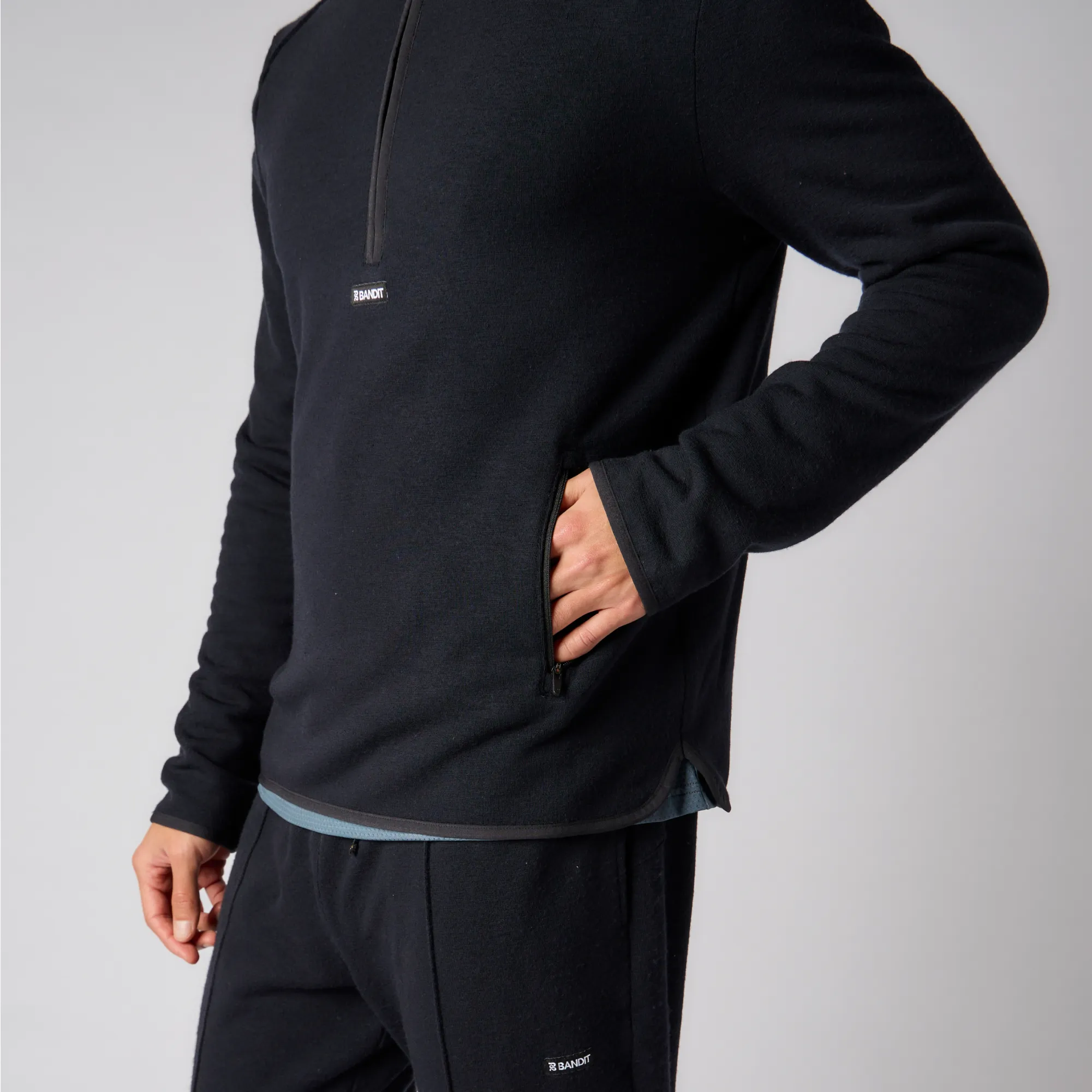 Wool Terry Quarter Zip Pullover - Men's, Black sold by Bandit Running product image thumbnail 3