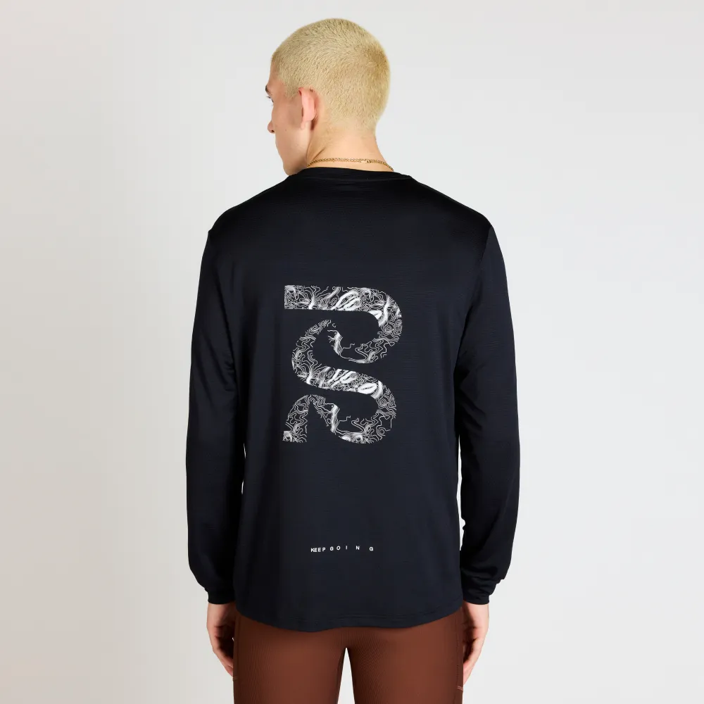 Micromesh™ "Topographic" Long Sleeve Tee - Unisex, Black sold by Bandit Running product image thumbnail 4