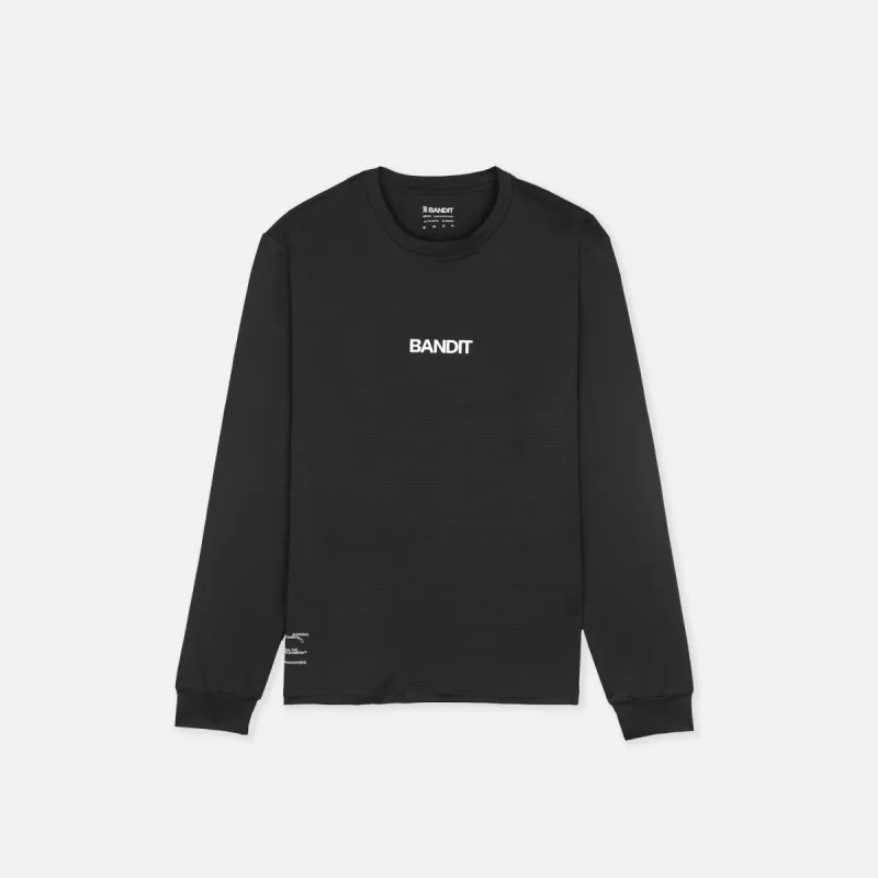 Micromesh™ "Topographic" Long Sleeve Tee - Unisex, Black sold by Bandit Running