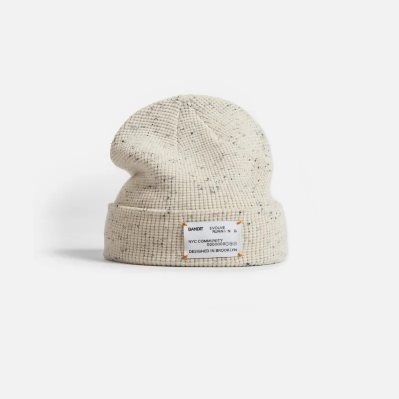Donegal Waffle Beanie - Cream sold by Bandit Running