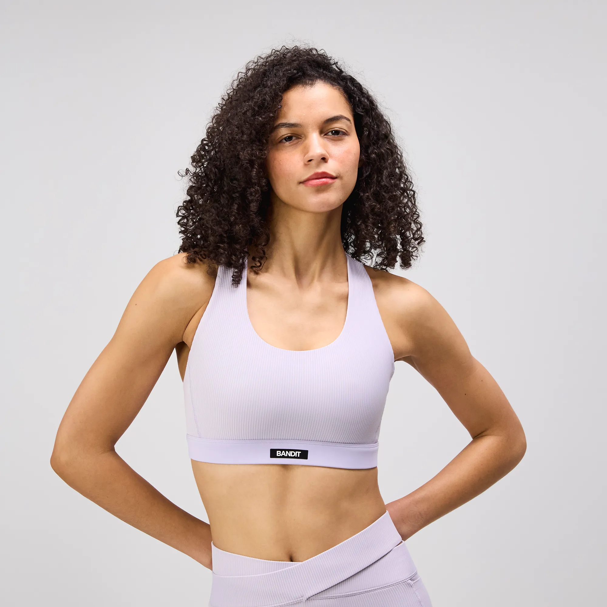 Striped Cadence™ Scoop Neck Run Bra - Light Thistle sold by Bandit Running product image thumbnail 2