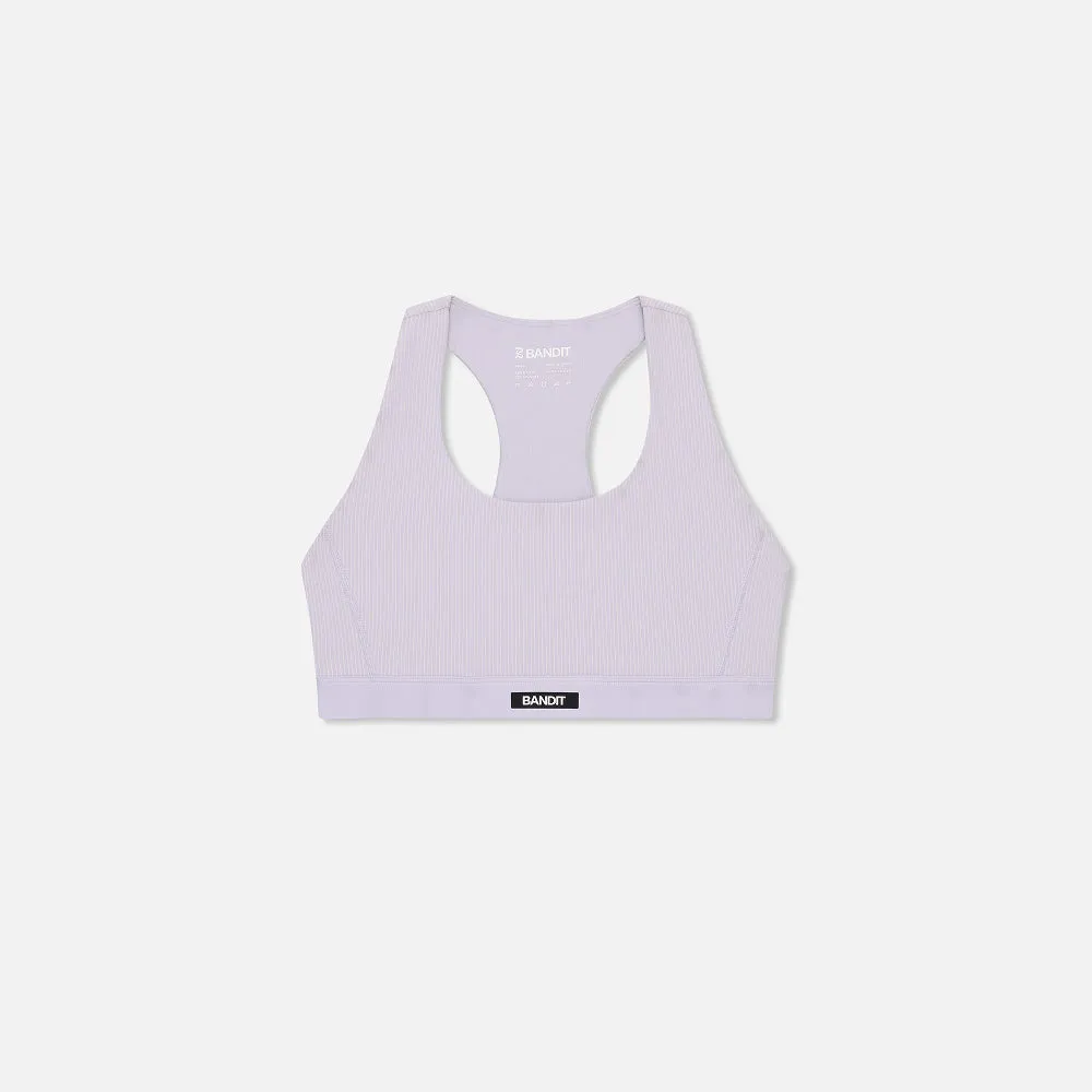 Striped Cadence™ Scoop Neck Run Bra - Light Thistle sold by Bandit Running