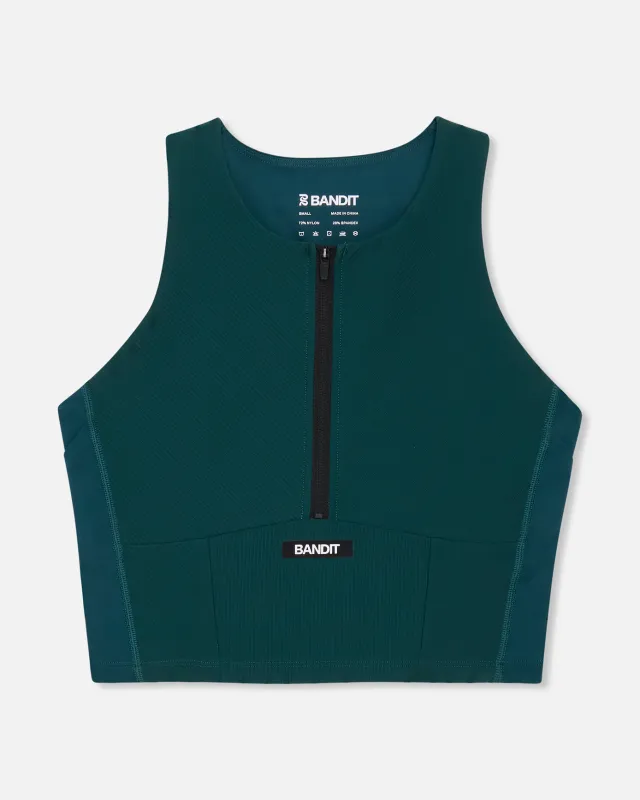 Cadence™ Zip Front Race Crop - Pine sold by Bandit Running