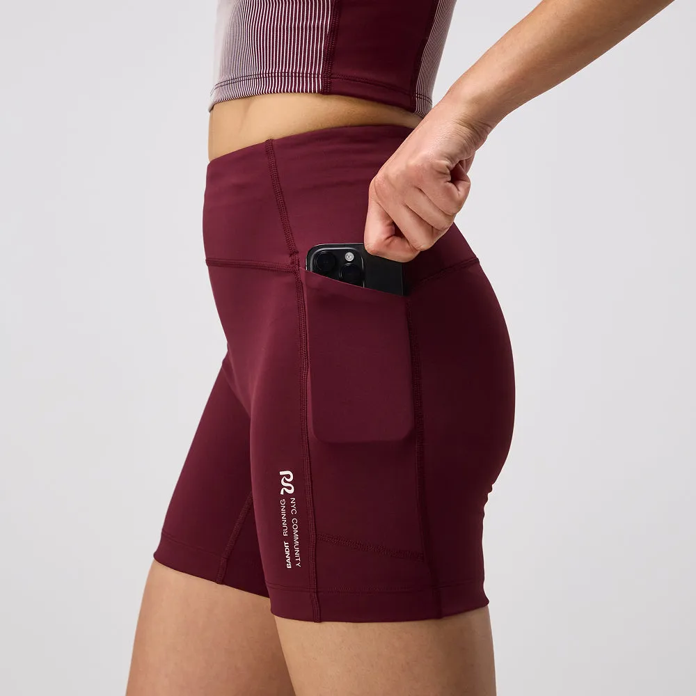 Stamina™ High Waist 5" Women's Compression Shorts - Port sold by Bandit Running product image thumbnail 4