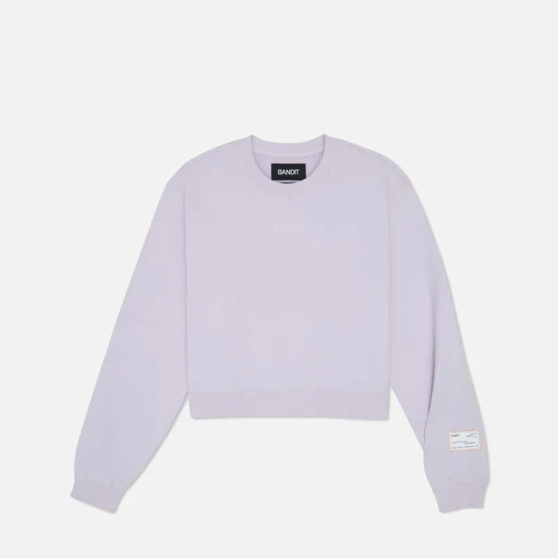 Cotton Fleece Women's Cropped Crewneck - Light Thistle made by Bandit Running