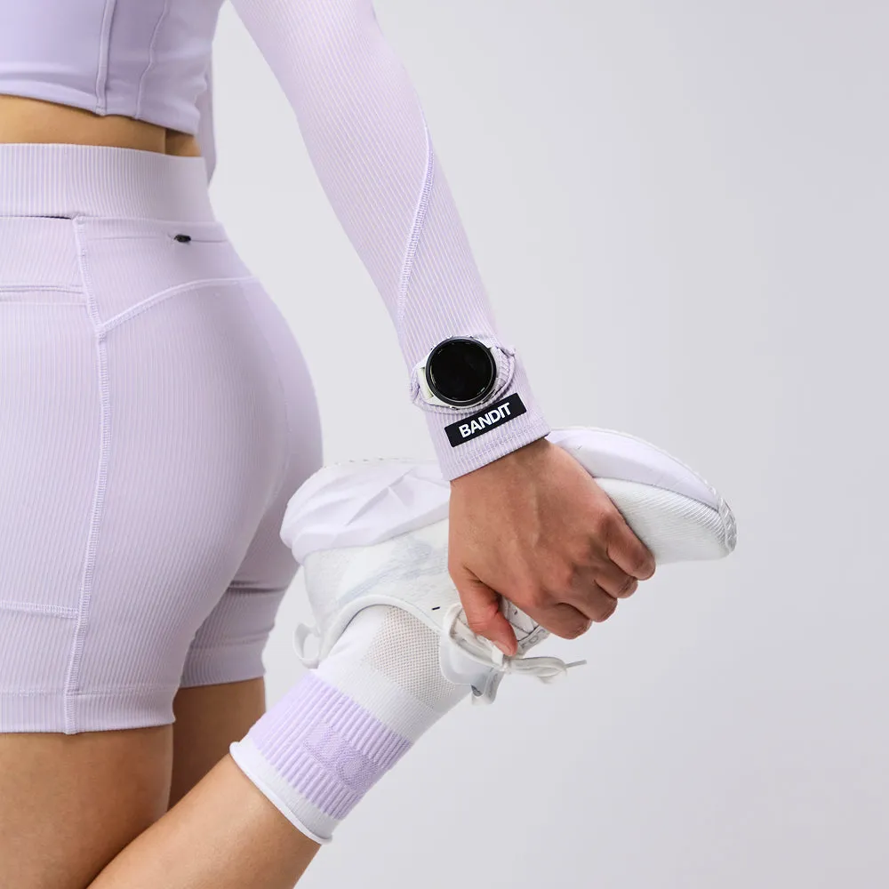 Lite Run™ Ribbed Socks - White with Light Thistle - 2 Pack sold by Bandit Running product image thumbnail 2