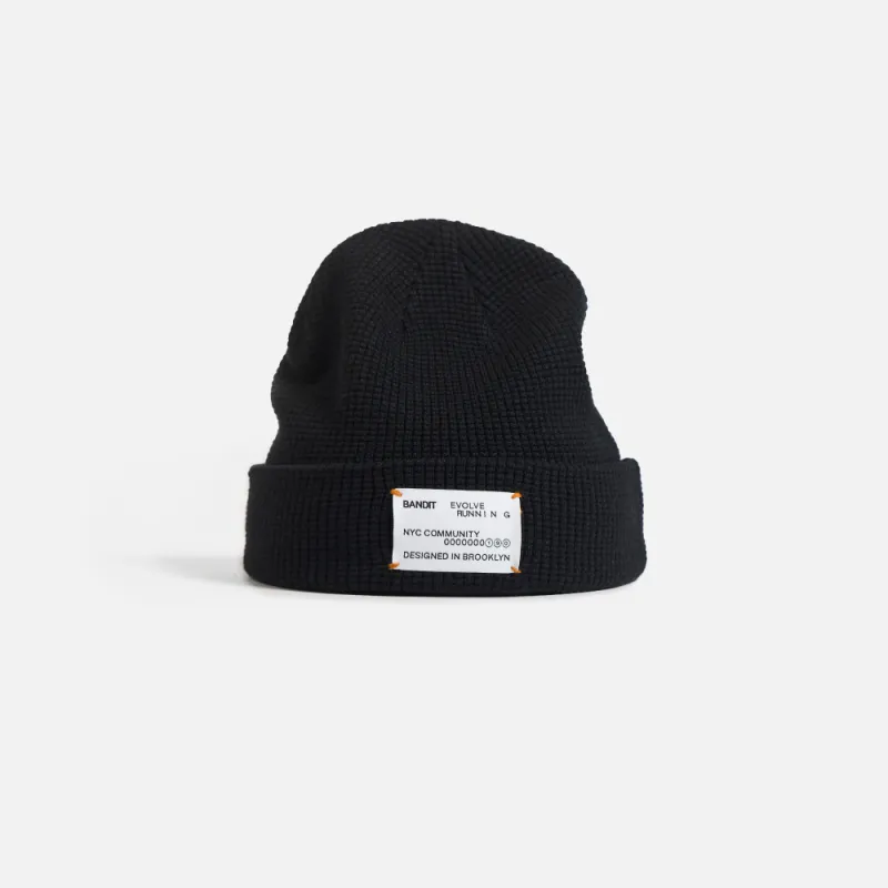 Waffle Patch Beanie - Black sold by Bandit Running