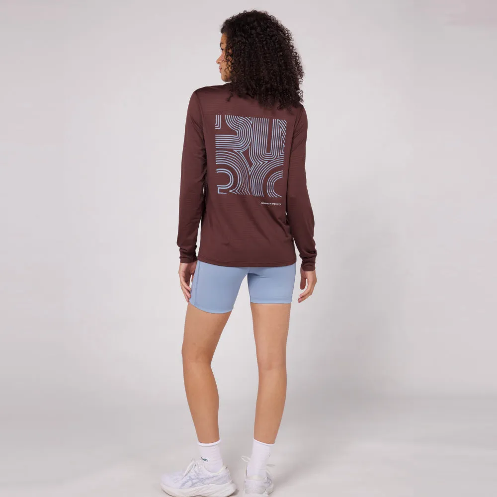 Micromesh™ "Line Numbers" Long Sleeve Tee - Unisex, Chocolate sold by Bandit Running product image thumbnail 4