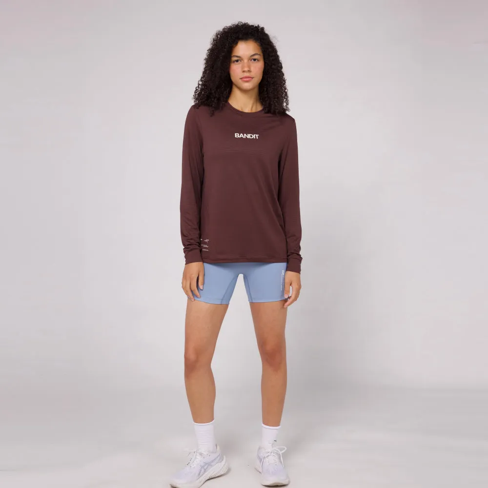 Micromesh™ "Line Numbers" Long Sleeve Tee - Unisex, Chocolate sold by Bandit Running product image thumbnail 3