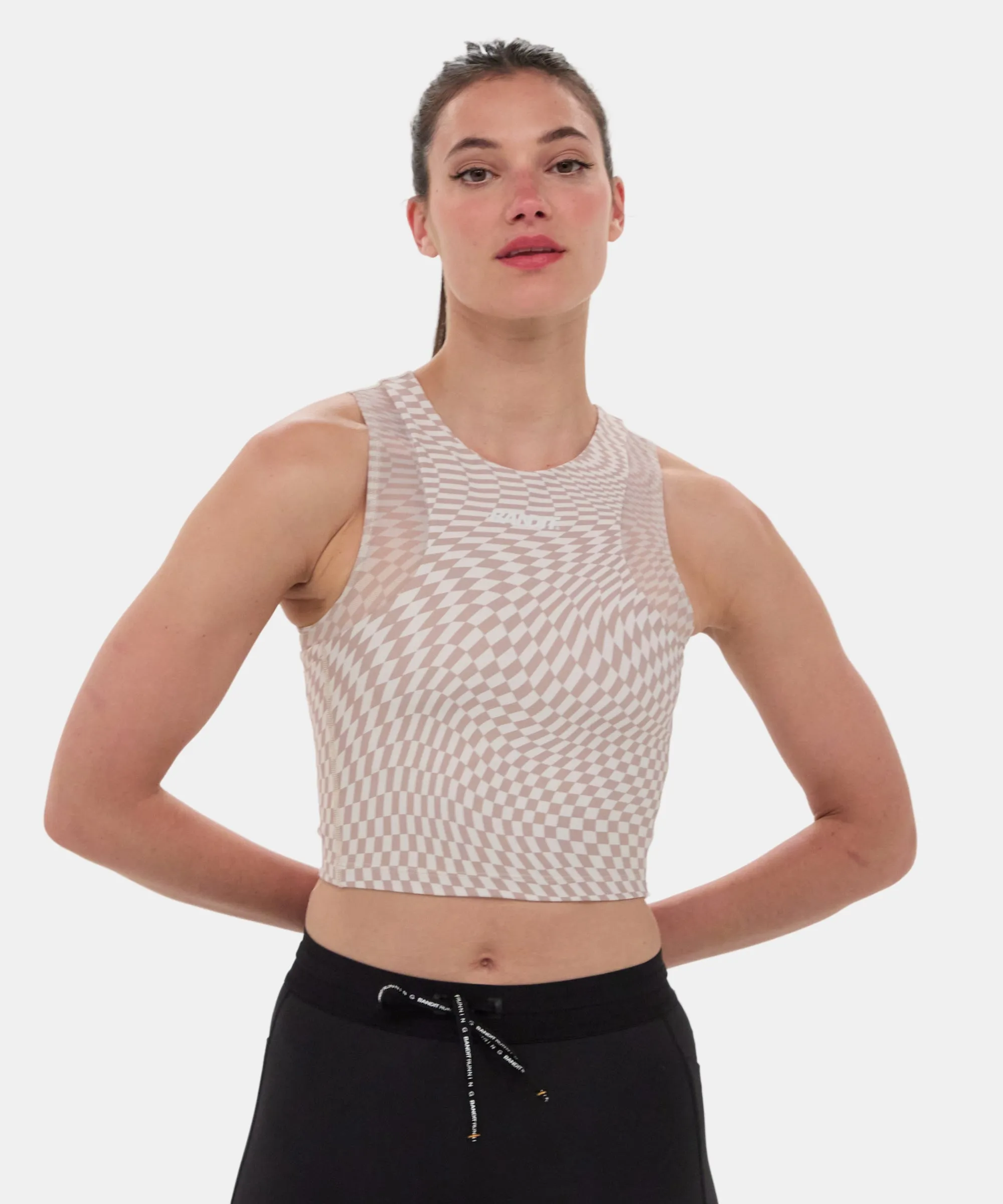 Stamina™ Lyra Race Crop - Chalk with Cocoa sold by Bandit Running product image thumbnail 2