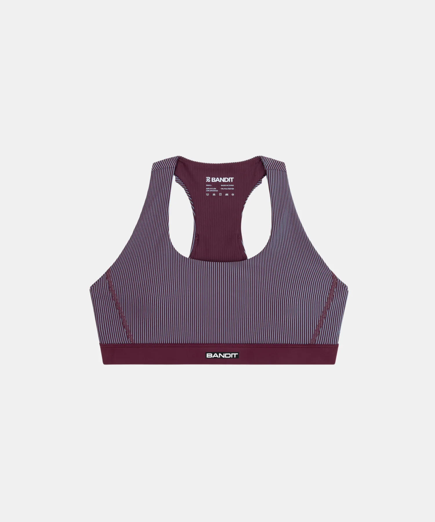 Striped Cadence™ Scoop Neck Run Bra - Fig / Vintage Blue sold by Bandit Running