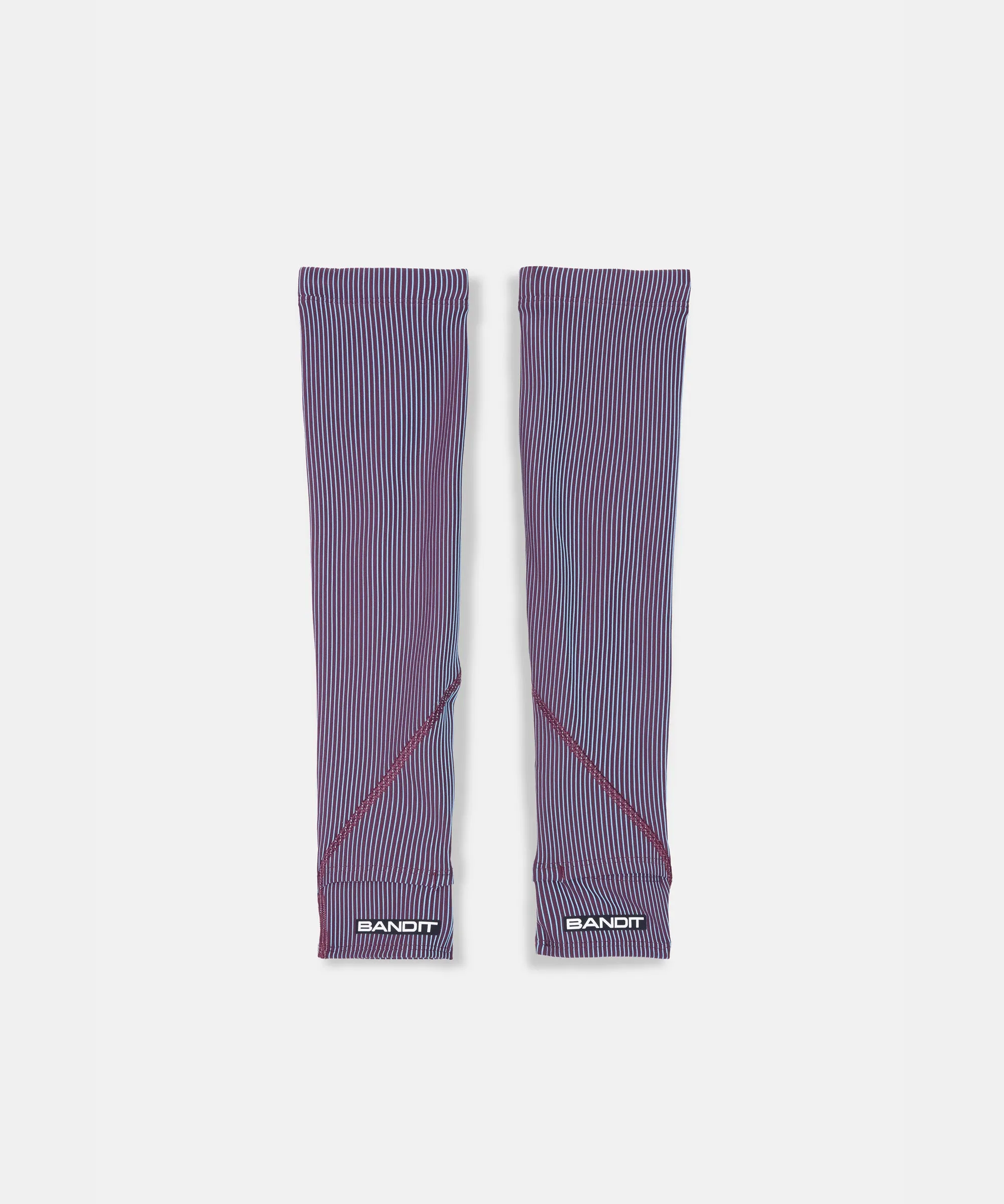 Striped Cadence™ Compression Sleeves - Fig / Vintage Blue sold by Bandit Running