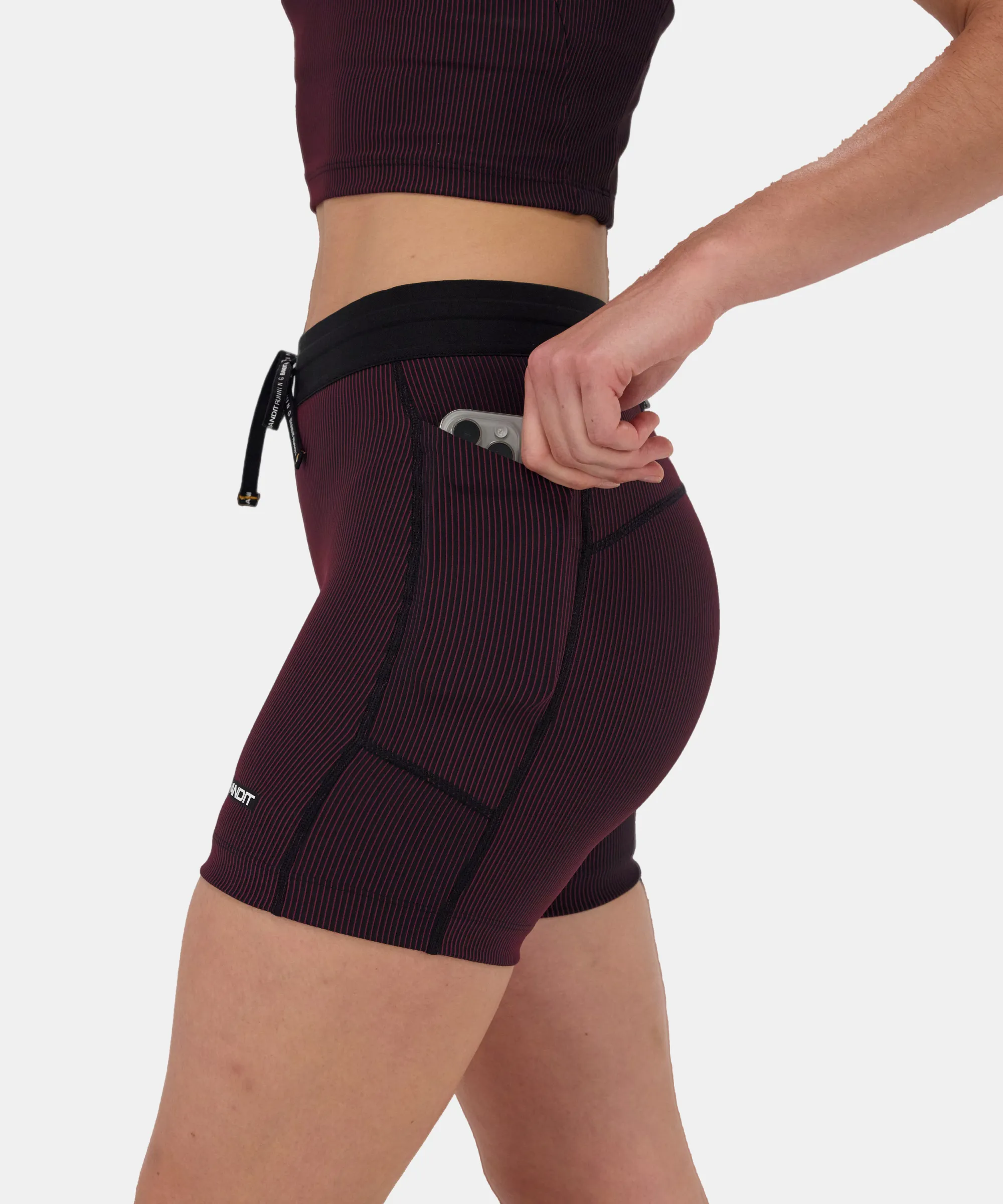 Striped Cadence™ 5" Compression - Black / Fig sold by Bandit Running product image thumbnail 2