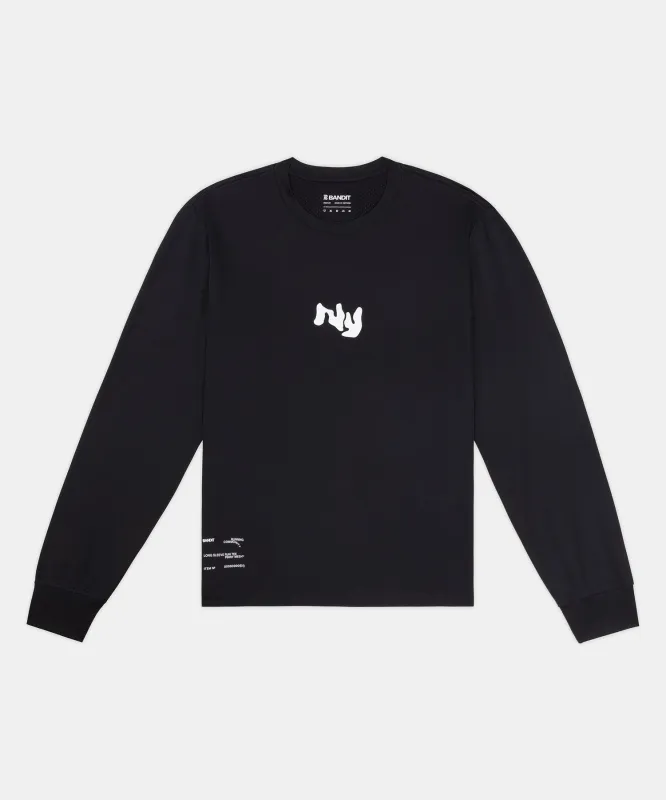 Unisex NanoMesh™ Fleura Long Sleeve - Black sold by Bandit Running