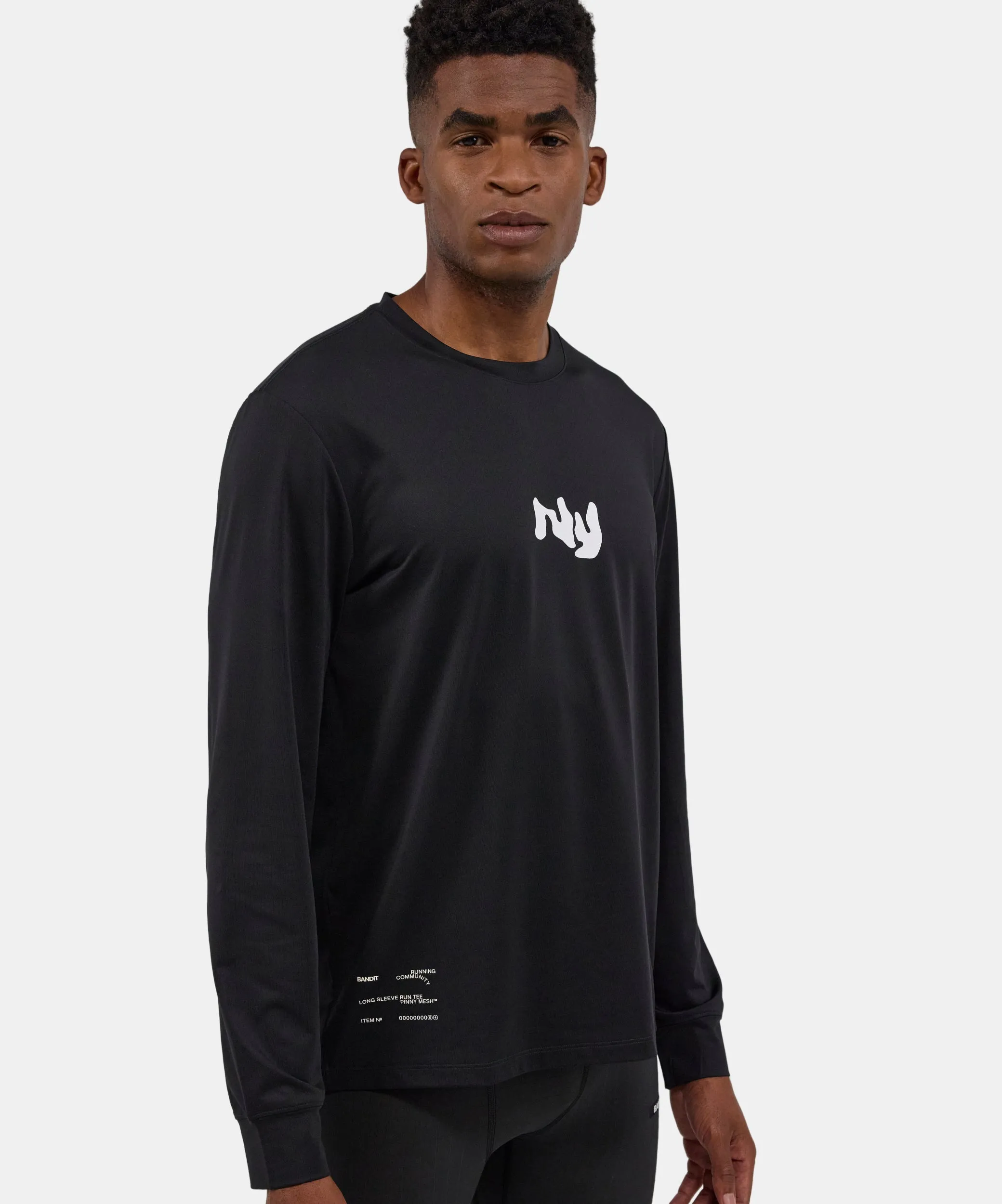 Unisex NanoMesh™ Fleura Long Sleeve - Black sold by Bandit Running product image thumbnail 2