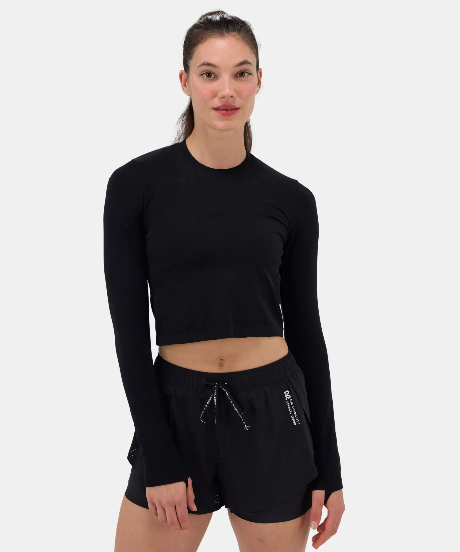 Women's Mercury Seamless™ Long Sleeve Crop - Black sold by Bandit Running product image thumbnail 2