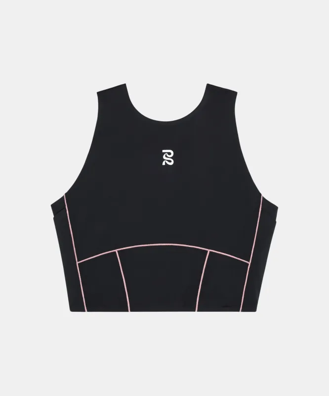 Stamina™ Pop Stitch Volta™ Crop - Black / Mauve sold by Bandit Running
