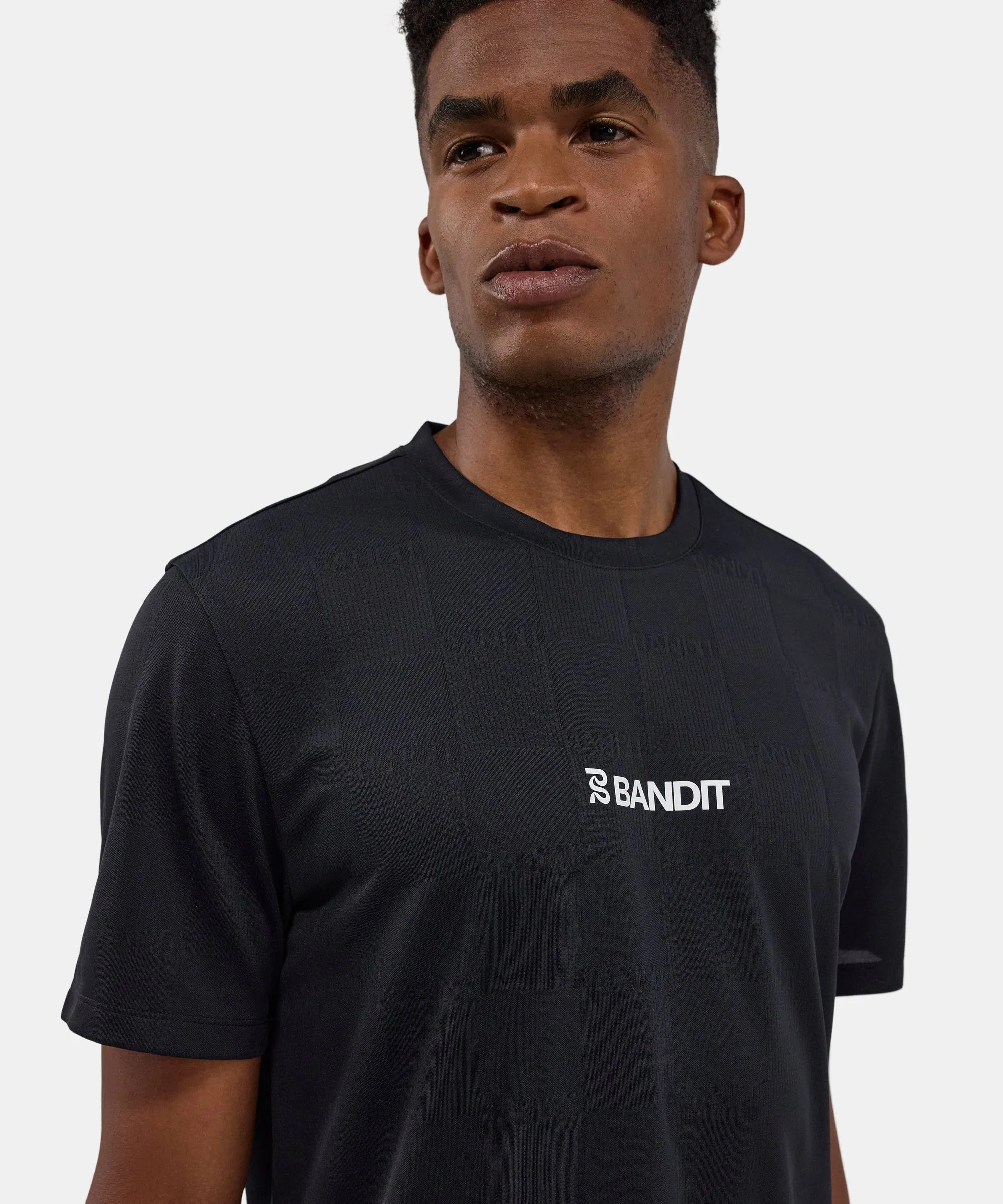 Bandit Cheque Jacquard Short Sleeve Tee - Black sold by Bandit Running product image thumbnail 2