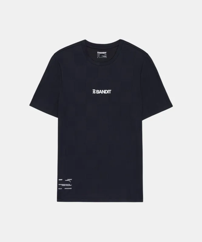 Bandit Cheque Jacquard Short Sleeve Tee - Black sold by Bandit Running