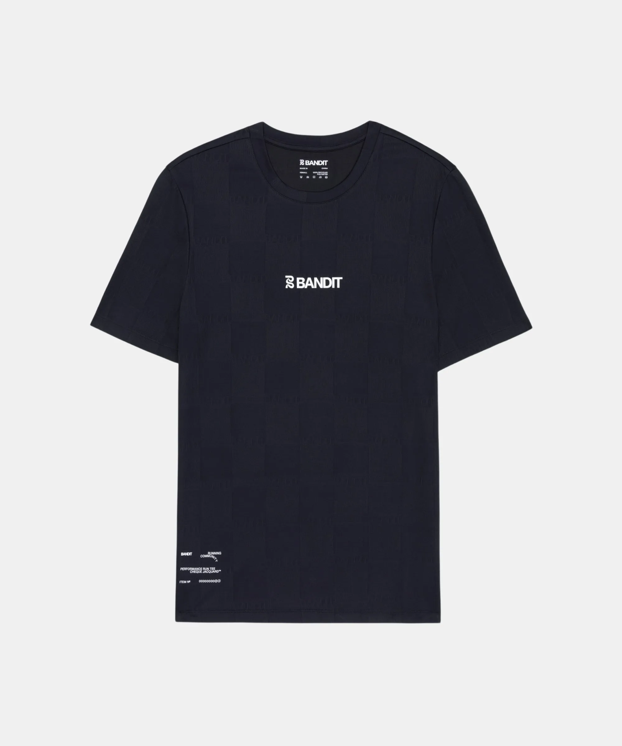 Bandit Cheque Jacquard Short Sleeve Tee - Black sold by Bandit Running